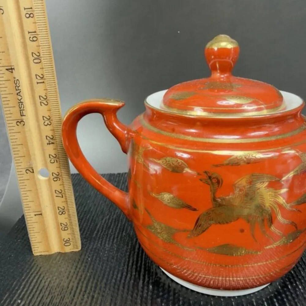 Japanese Eiraku Eggshell Sugar And Creamer Set‎ Phoenix Dragon Pattern Antique